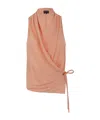 Giorgio Armani Side-tie Draped Silk Top In Nude
