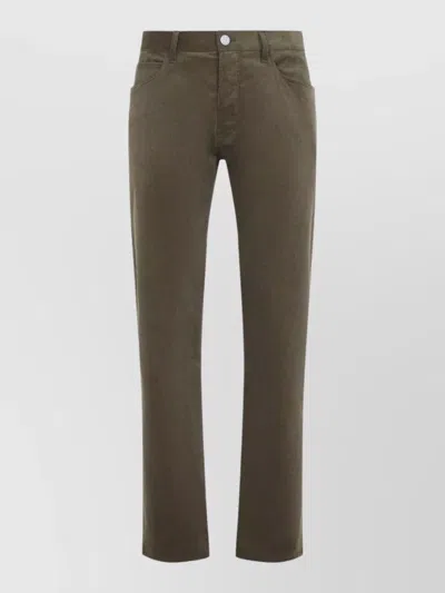 Giorgio Armani Signature Corduroy Five Pocket Straight Leg Pants In Brown