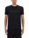 Giorgio Armani Asv Stretch-viscose T-shirt With Signature Logo In Black