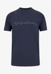 Giorgio Armani Crew-neck Printed Short Sleeve T-shirt In Blue