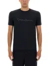 Giorgio Armani Asv Stretch-viscose T-shirt With Signature Logo In Black