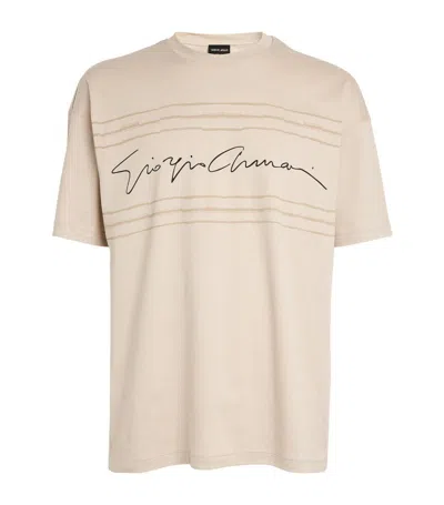 Giorgio Armani Official Store Asv Organic Cotton Jersey Crew-neck T-shirt In Beige