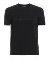 Giorgio Armani Crew-neck Short Sleeve T-shirt With Front Print In Dark Blue