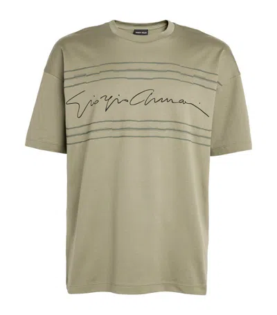 Giorgio Armani Official Store Asv Organic Cotton Jersey Crew-neck T-shirt In Green