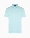 Giorgio Armani Silk And Cotton-mélange Jersey Polo Shirt In Light Blue