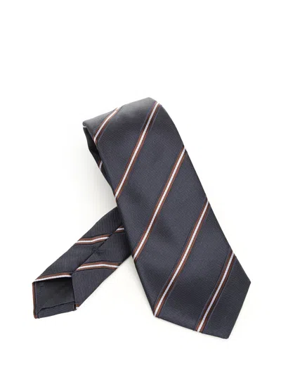 Giorgio Armani Silk And Cotton Tie Ties And Bow Ties Blue