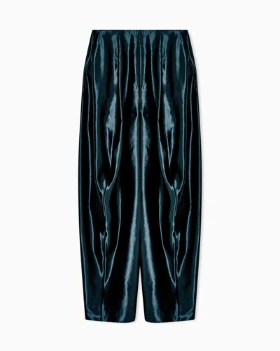 Giorgio Armani Silk And Linen Enzyme-treated Trousers In Green