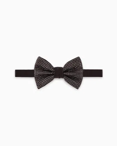 Giorgio Armani Silk And Rhinestone Knotted Bow Tie In Black
