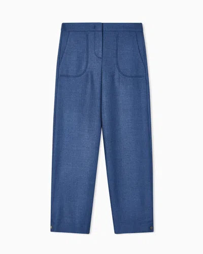 Giorgio Armani Silk And Wool Trousers In Blue