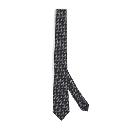 Giorgio Armani Silk Arrow Jacquard Tie In Gray