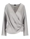Giorgio Armani Wrap Design Shirt With Draped Detailing In Grey