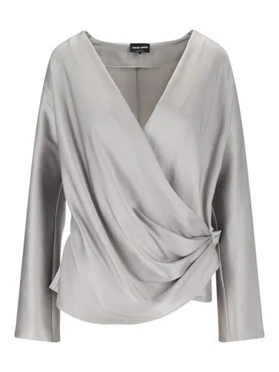 GIORGIO ARMANI SILK ASYMMETRICAL SHIRT
