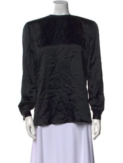 Pre-owned Giorgio Armani Silk Bateau Neckline Blouse In Black