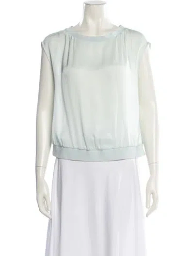 Pre-owned Giorgio Armani Silk Bateau Neckline Blouse In Green