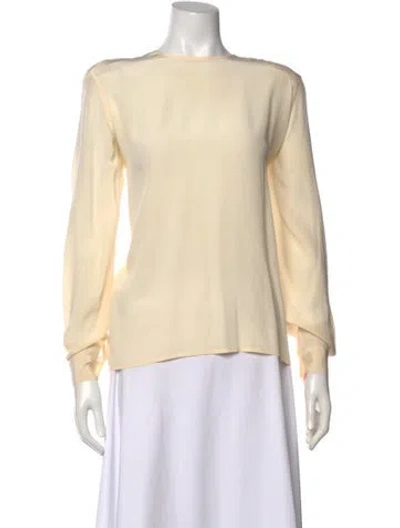 Pre-owned Giorgio Armani Silk Bateau Neckline Blouse In Neutral