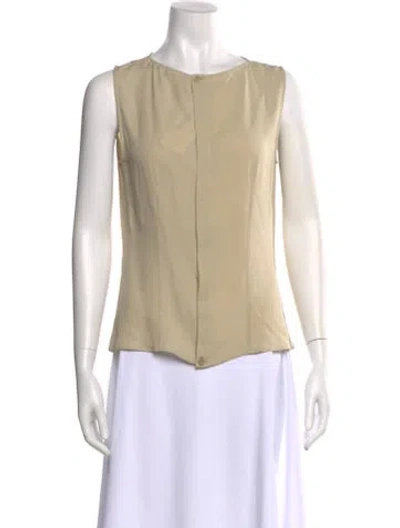Pre-owned Giorgio Armani Silk Bateau Neckline Blouse In Neutral