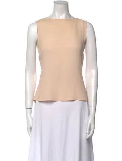 Pre-owned Giorgio Armani Silk Bateau Neckline Blouse In Neutral