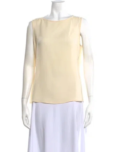 Pre-owned Giorgio Armani Silk Bateau Neckline Blouse In White