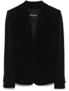 Giorgio Armani Cady Blazer Jacket With Ruffle Underlay In Black