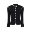 Giorgio Armani Women Silk Blazer With Decorative Metal Shank Buttons In Black