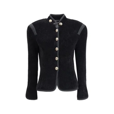 GIORGIO ARMANI SILK BLAZER WITH DECORATIVE METAL SHANK BUTTONS