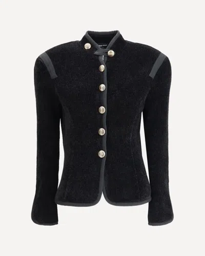 GIORGIO ARMANI SILK BLAZER WITH DECORATIVE METAL SHANK BUTTONS