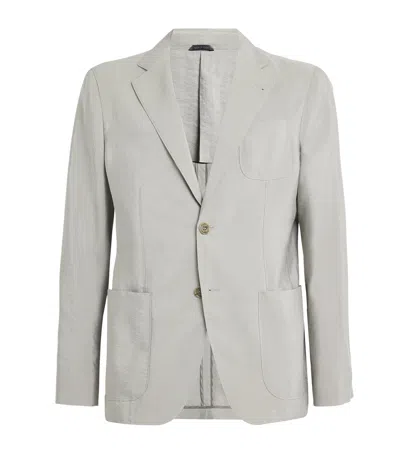 Giorgio Armani Silk-blend Blazer In Green