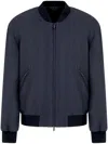 Giorgio Armani Silk-blend Bomber Jacket In Blue