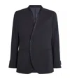 Giorgio Armani Silk-blend Collarless Blazer In Black