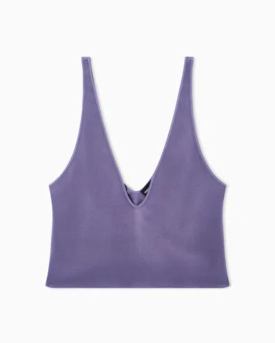 Giorgio Armani Silk Blend Crêpe Short Top In Purple