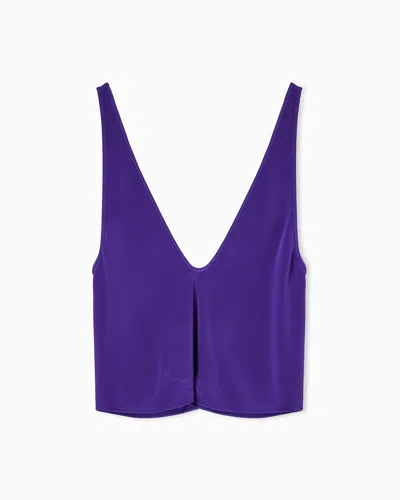 Giorgio Armani Silk Blend Crêpe Short Top In Purple