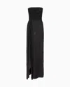 Giorgio Armani Silk Blend Long Bustier Dress With Rhinestone Embroidery