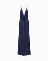Giorgio Armani Silk Blend Long Dress With Rhinestone Embroidery