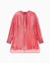Giorgio Armani Silk Blend Oversized Shirt In Red