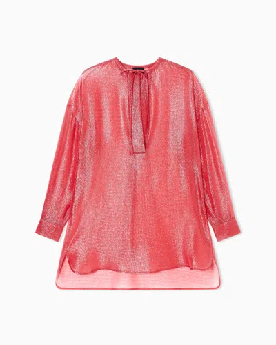 Giorgio Armani Silk Blend Oversized Shirt In Red