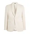 Giorgio Armani Silk-blend Shawl-lapel Blazer In Grey