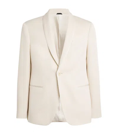 Giorgio Armani Silk-blend Shawl-lapel Blazer In Grey