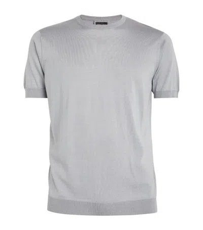 Giorgio Armani Silk-blend Short-sleeve Sweater In Grey