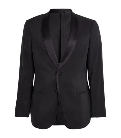 Giorgio Armani Silk-blend Single-breasted Blazer In Blue