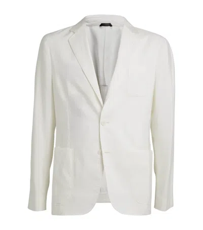 Giorgio Armani Silk-blend Single-breasted Blazer In White