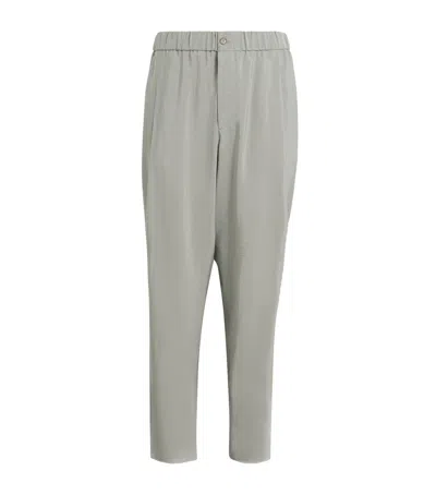 Giorgio Armani Silk-blend Straight Trousers In Green