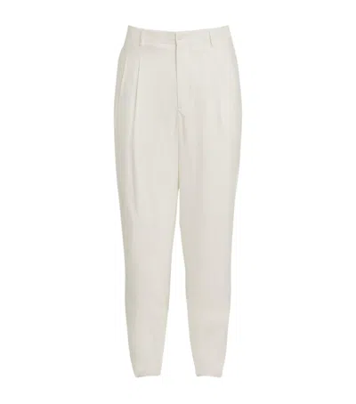 Giorgio Armani Silk-blend Tailored Trousers In White