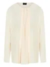 Giorgio Armani Silk Draped Shirt Front Pleats