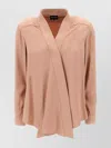 Giorgio Armani Silk Blouse Draped V Neckline
