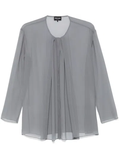 Giorgio Armani Silk Blouse In Grey