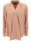 Giorgio Armani Silk Blouse Draped V Neckline In Pink