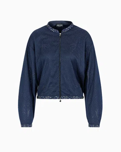 Giorgio Armani Silk Blouson With Rhinestone Embroidery