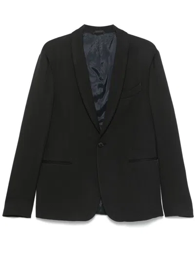 Giorgio Armani Silk Buttoned Blazer In Black