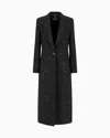 Giorgio Armani Silk Cady Long Coat With Glitter Motif In Black