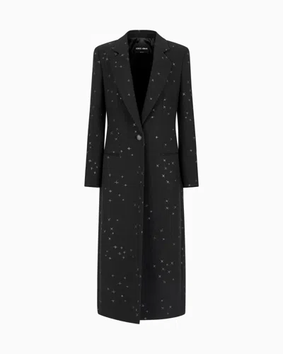 Giorgio Armani Silk Cady Long Coat With Glitter Motif